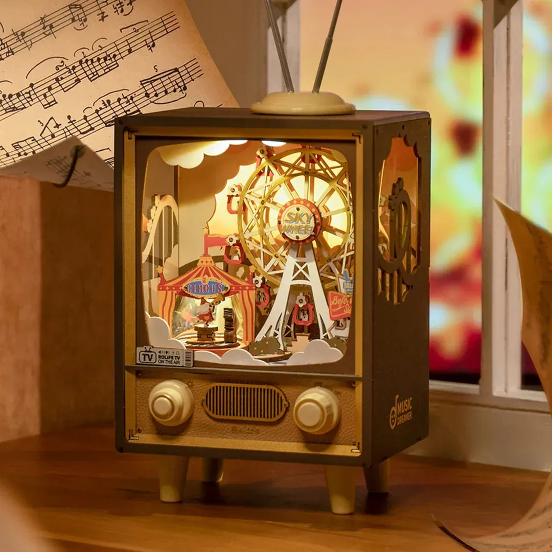 Puzzle 3D boîte à musique carnaval au coucher du soleil : vue 3