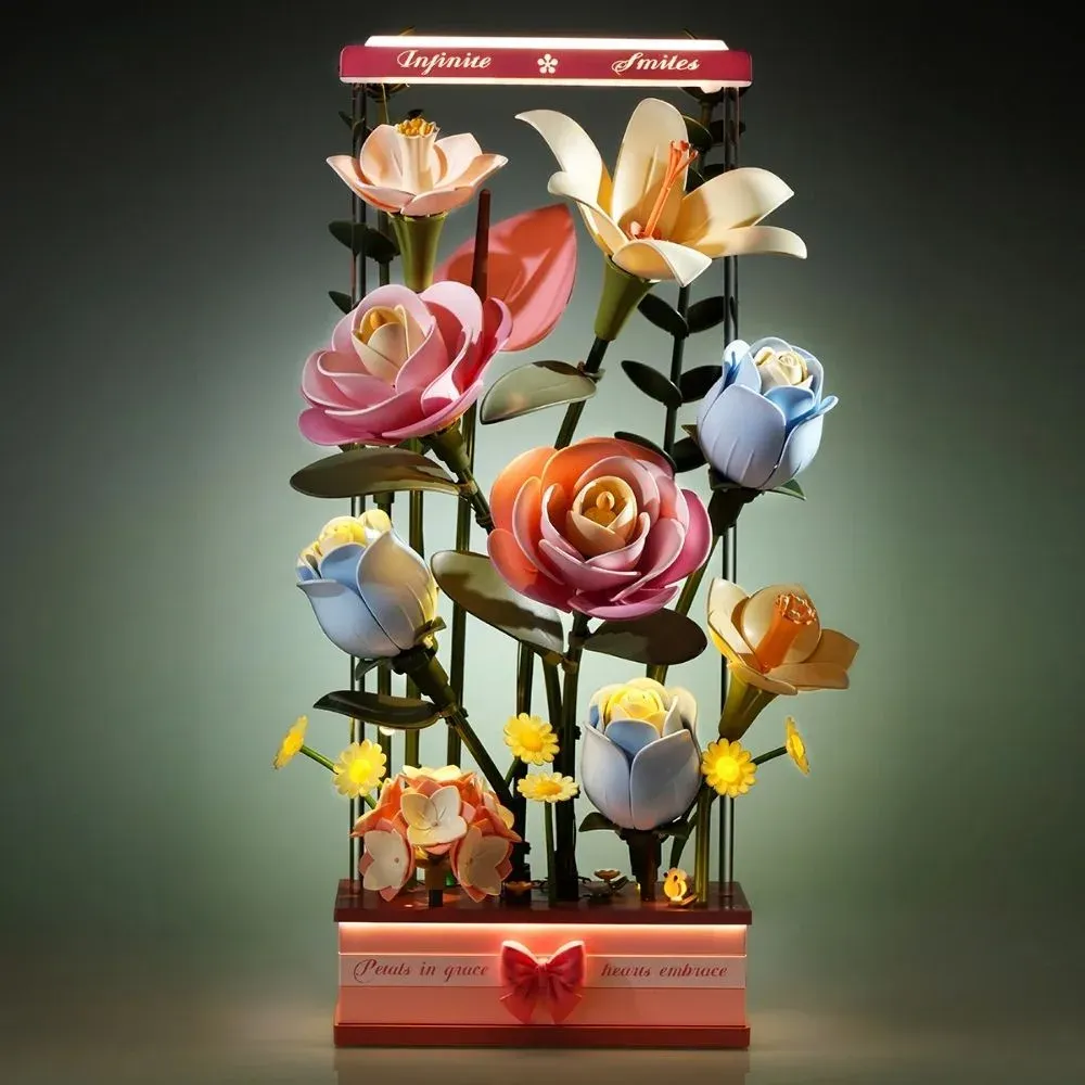 Puzzle 3D boîte de bouquet fleurissant : vue 3