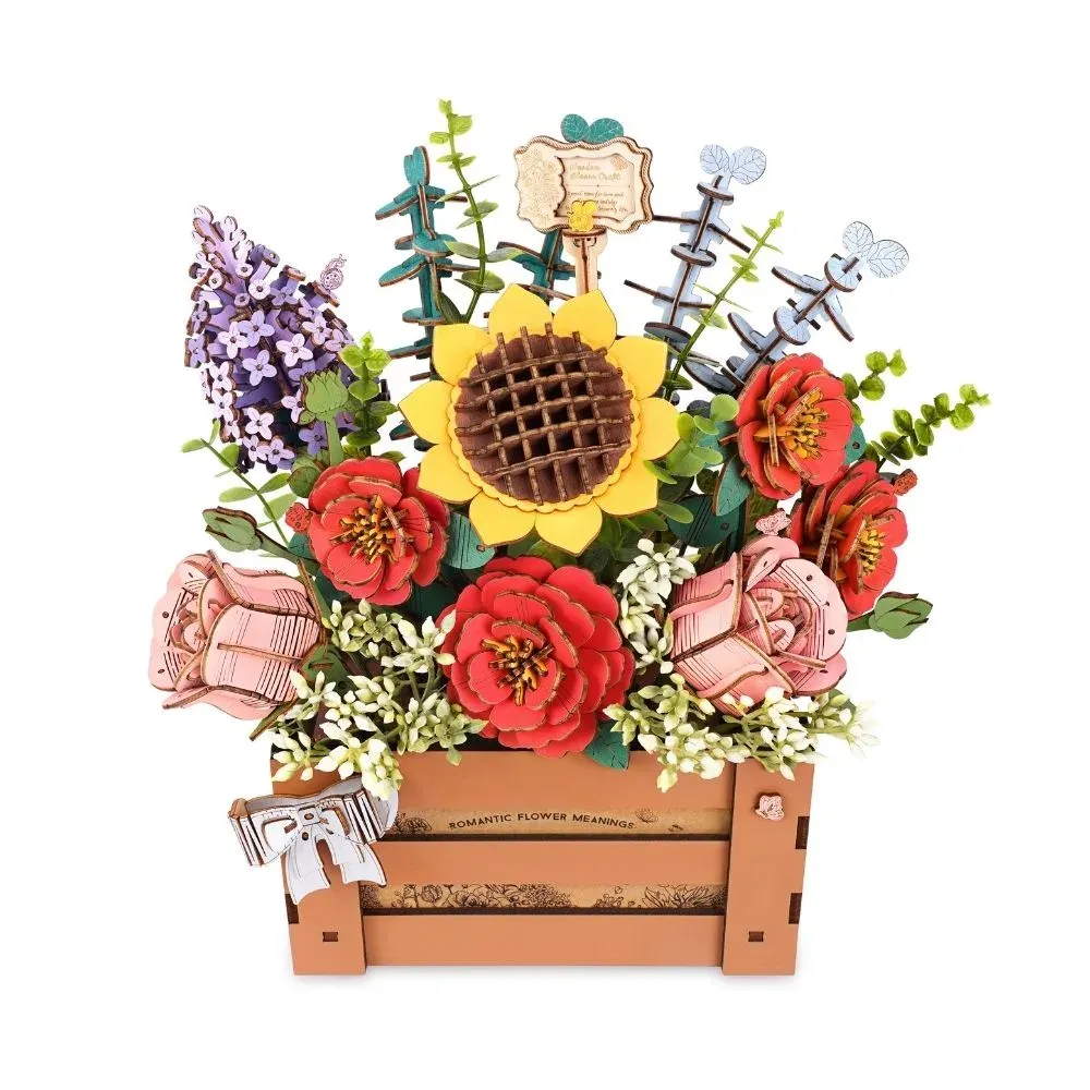 Puzzle 3D boîte fleurie en bois : vue 2