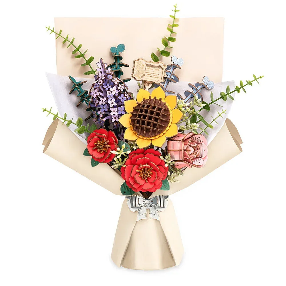 Puzzle 3D Bouquet de fleurs en bois : vue 2