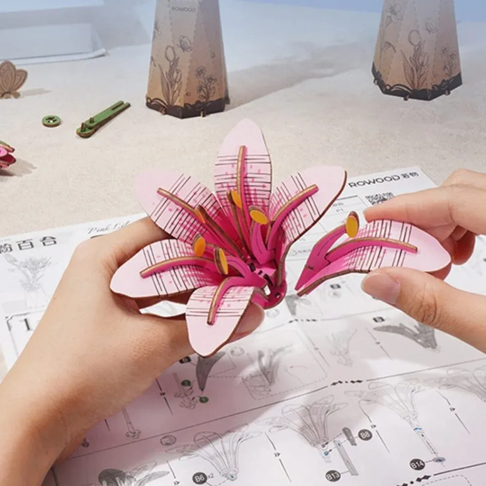 Puzzle 3D Fleur de lys rose : vue 4