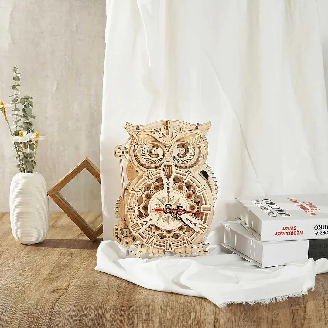 Puzzle 3D horloge hibou : vue 2