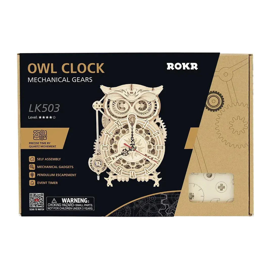Puzzle 3D horloge hibou : vue 4