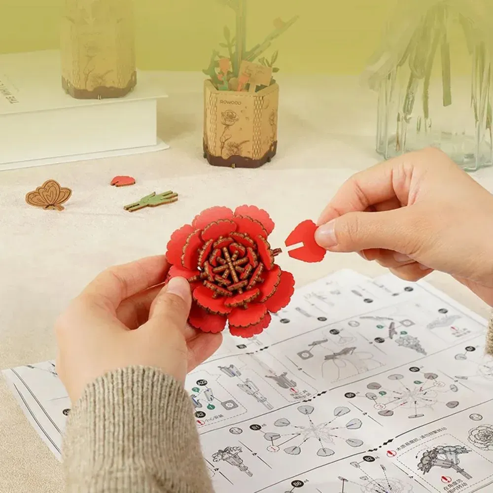 Puzzle 3D œillet rouge : vue 4