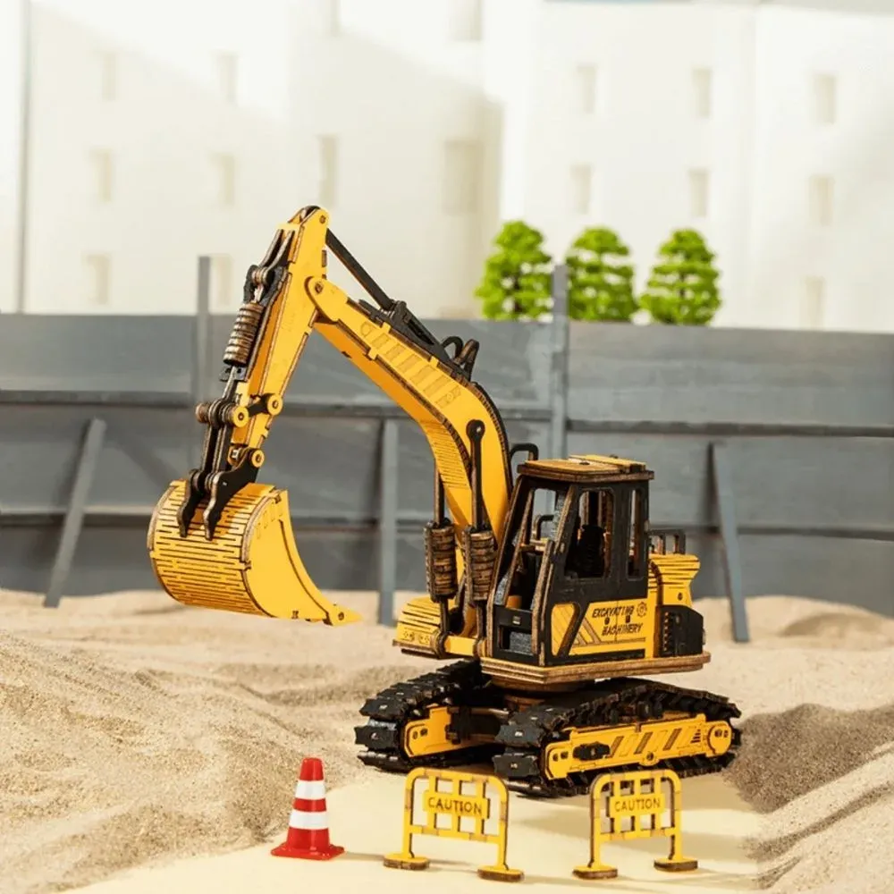 Puzzle 3D pelleteuse en bois : vue 3