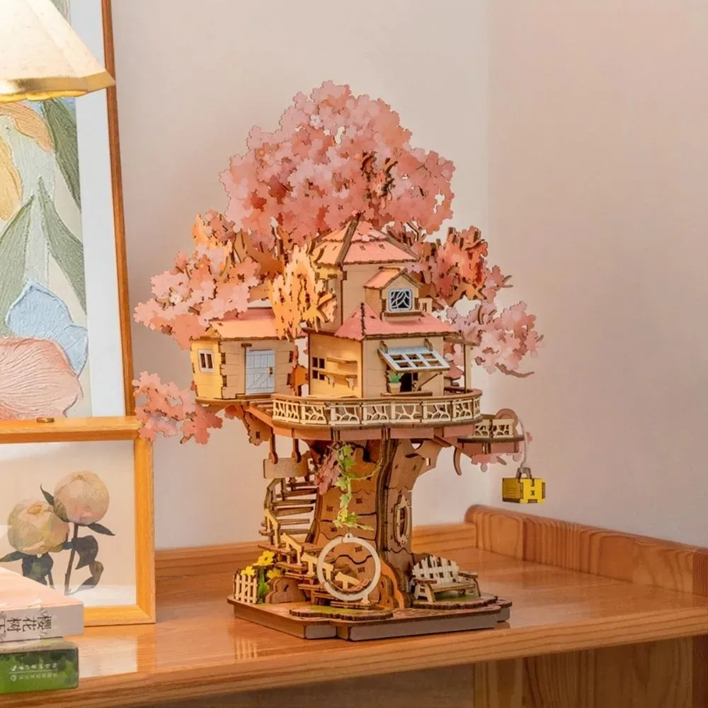 Puzzle 3D Maison dans l'Arbre de Sakura : vue 3