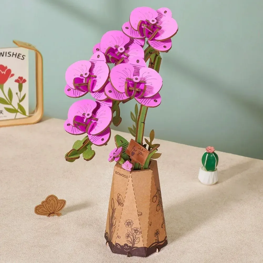 Puzzle 3D orchidée violette et papillon