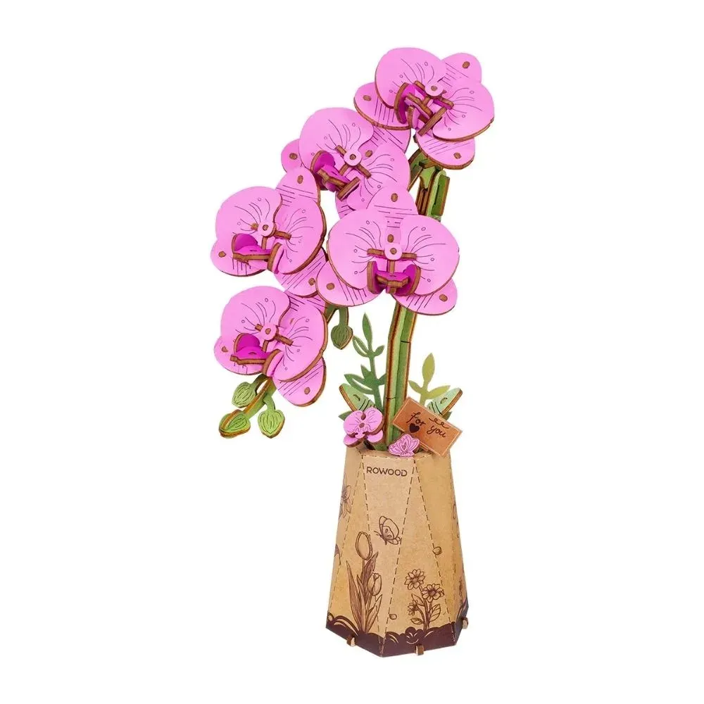 Puzzle 3D orchidée violette et papillon : vue 2