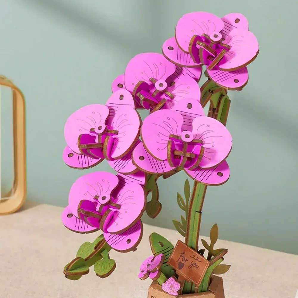 Puzzle 3D orchidée violette et papillon : vue 3