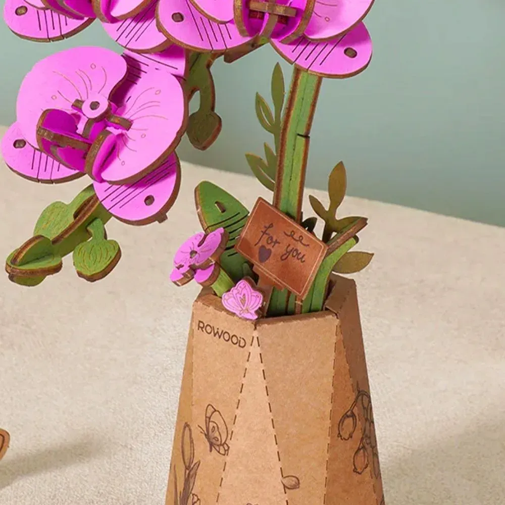 Puzzle 3D orchidée violette et papillon : vue 4