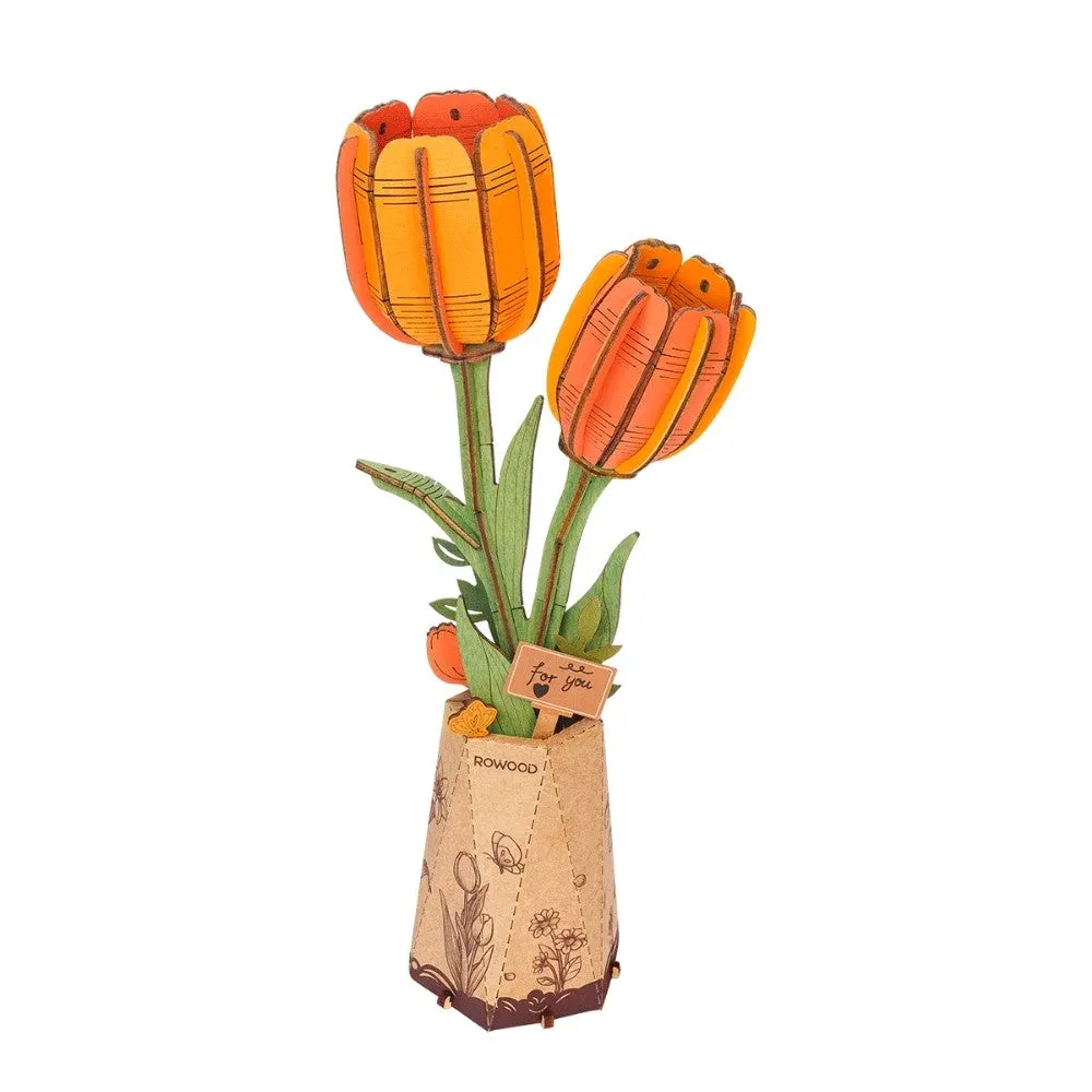 Puzzle 3D tulipe orange : vue 2