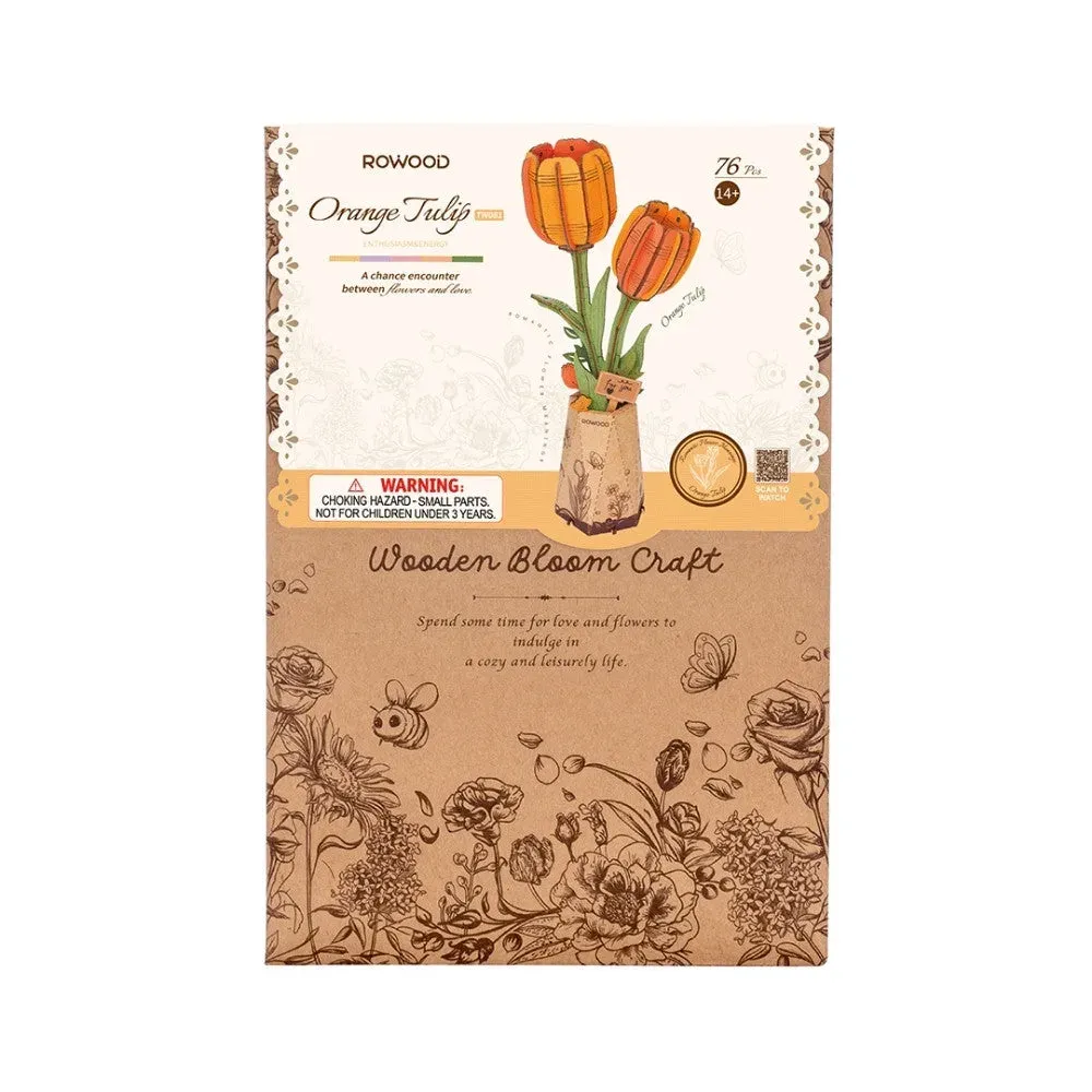 Puzzle 3D tulipe orange : vue 3