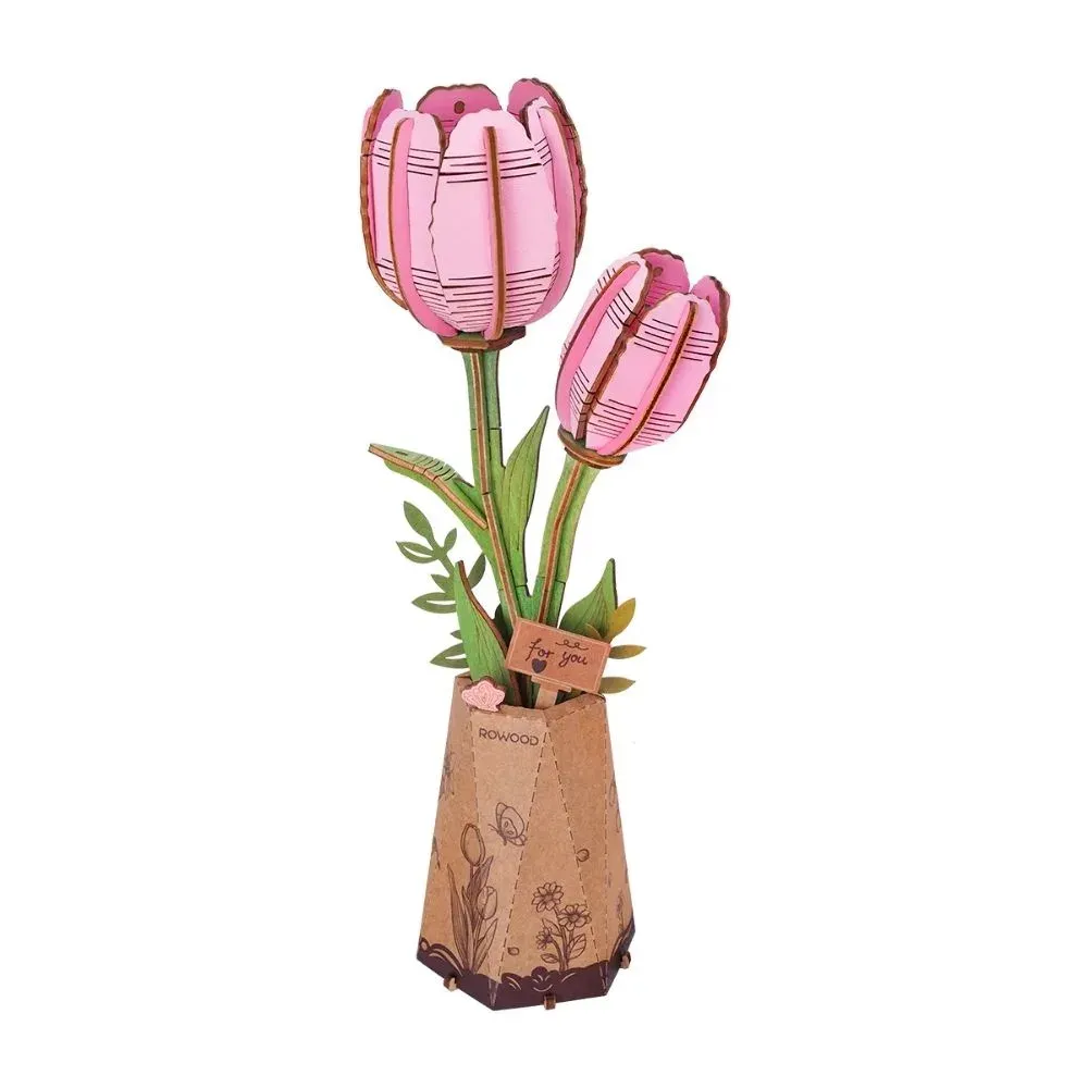 Puzzle 3D Tulipe rose : vue 2