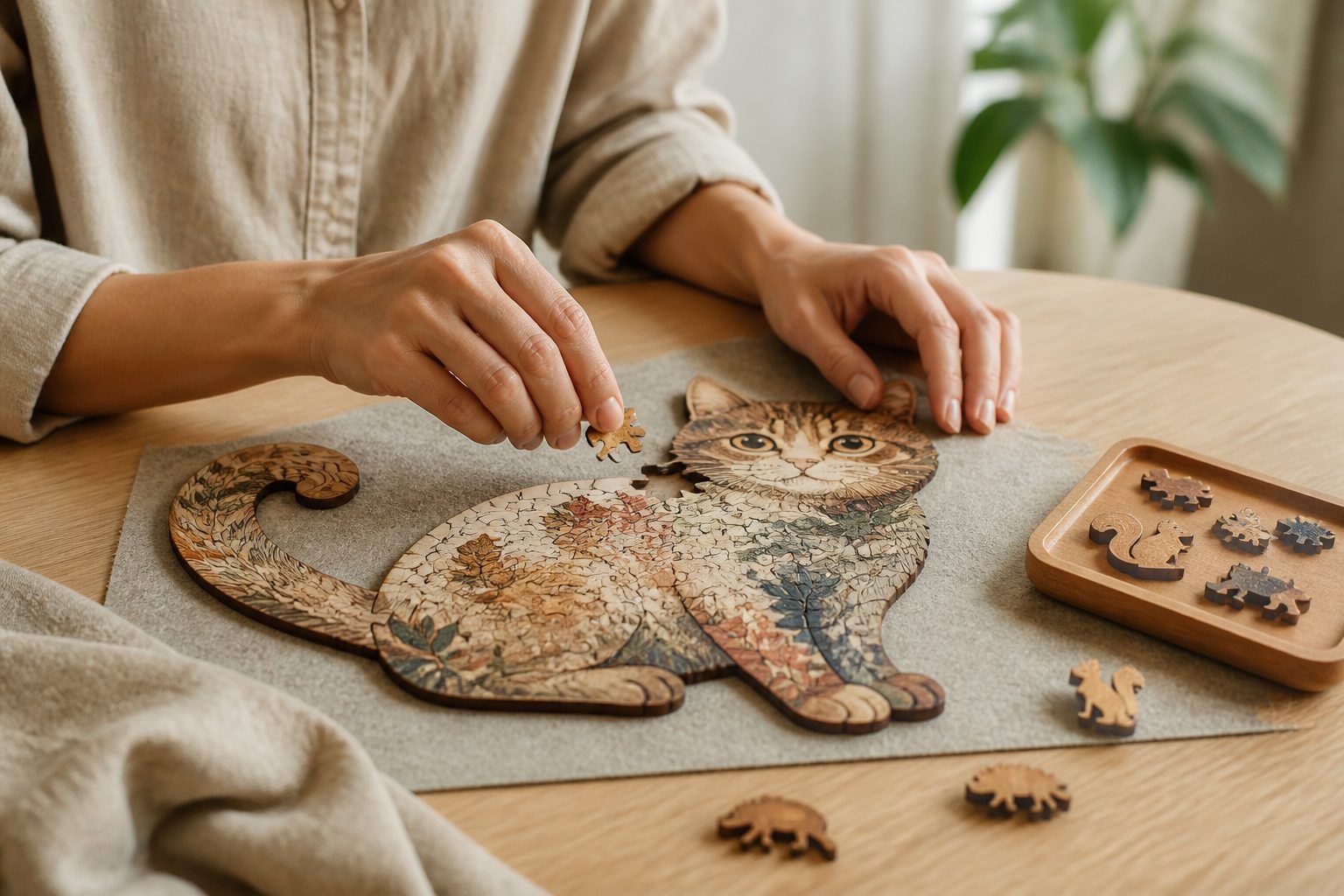 Comment monter un puzzle bois chat sans abîmer les pièces ?