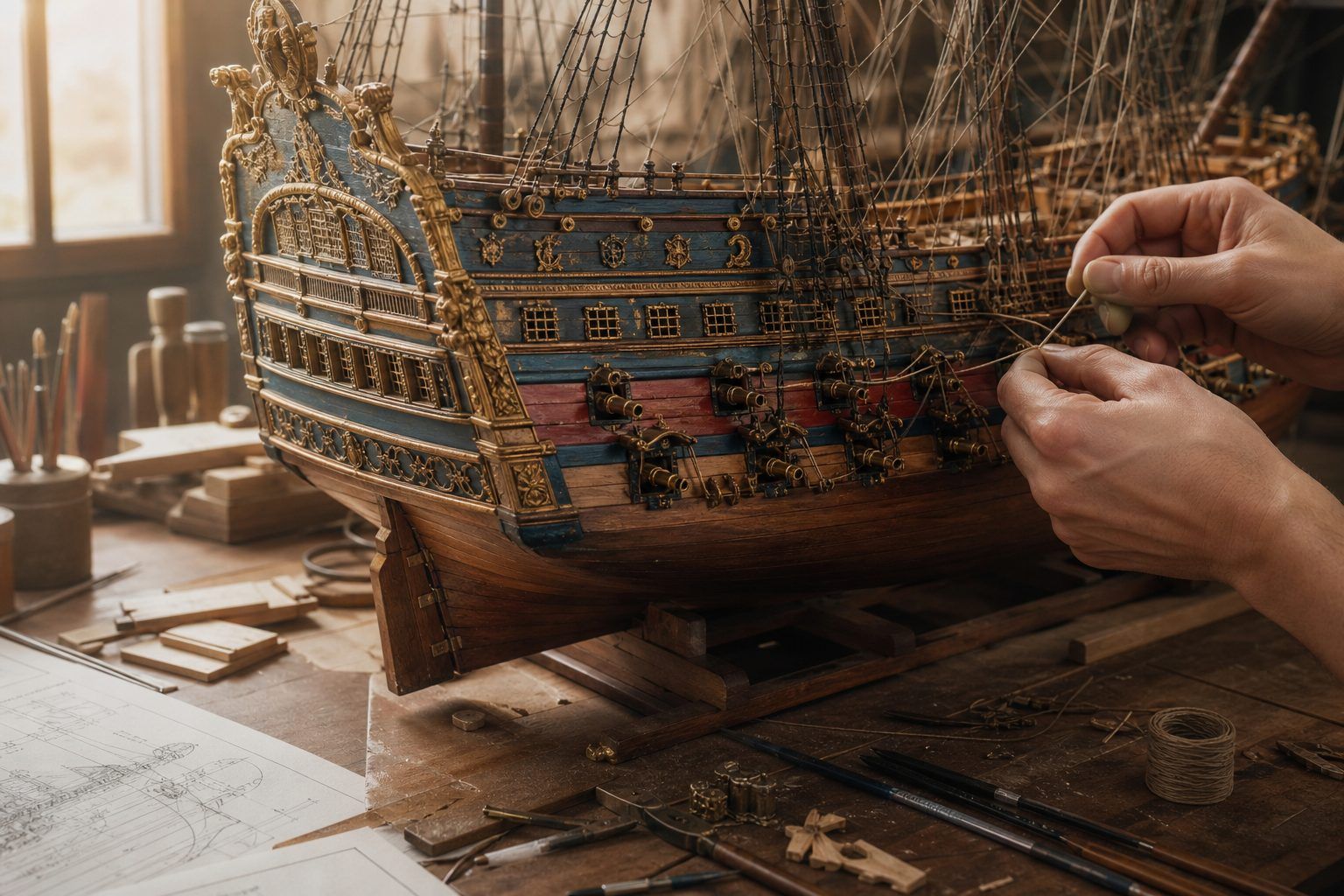 Coque, canons, peintures et gréement : les pièges d’une maquette de navire royal